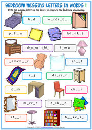 Bedroom Vocabulary English Worksheet For Class 2 | www.resnooze.com